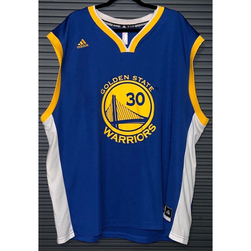 Golden State Warriors #30 Stephen Curry Adidas NBA Jersey Blue XXL Old School